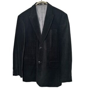 Perry Ellis Corduroy Blazer Mens 44 Reg Black 2-Button Ribbed Sport Coat Jacket